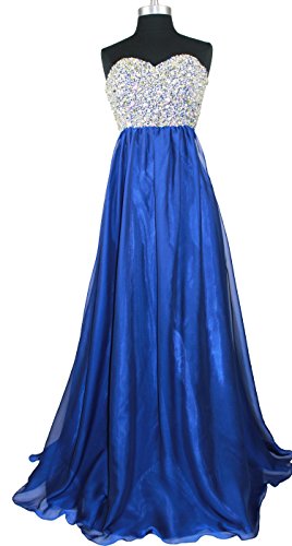 Meier Women's Strapless Beaded Bridesmaid Chiffon A-Line Gown in Royal 4