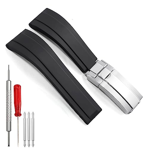Wentokye Rubber Watchband For Rolex SUBMARINER GHOST DATEJUST OYSTERPERTUAL DAYTONA YACHTMASTER Deployment Buckle 20mm Rolex Rubber Strap Replacement