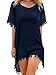 Adreamly Women's Stylish Chiffon Tassel Kaftan Swimsuit Beachwear Cover Up Free Size Navy Blue