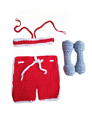 Pinbo® Baby Boys Photography Prop Crochet Sportsman Weightlifter Dumbbell