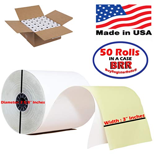 3 x 90' 2-Ply White/Canary Carbonless Kitchen Paper 50 Rolls Made in USA from BuyRegisterRolls