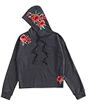 Romwe Women's Casual Floral Long Sleeve Pullovr Hoodie Knit Sweatshirt