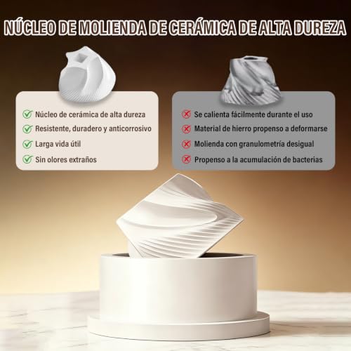 GALASALA Salero y Pimentero Eléctrico de 2 Piezas, Alta Capacidad | Molino de Sal y Pimienta con Grosor Ajustable, Moledor de Pimienta Ideal para Sal Marina, Especias, Cocina y BBQ