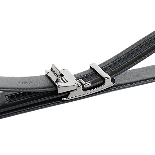 Anthoni Crown Leather Men`s Belt Black Carbon 36"-48" with Black Metallic Automatic Buckle/3ct10 (44)