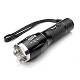 LED Flashlight, MECO 600 lumen Flashlight Focus Zoomable 5Mode Adjustable Light ME01 Torch with Green Tail Button Switch for Camping Hunting Hiking