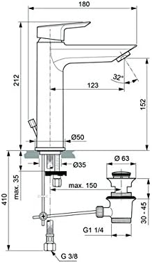 Ideal Standard Grande Tesi Washbasin Tap Low Pressure System, Set of 1, Silver, A6563AA - Image 4