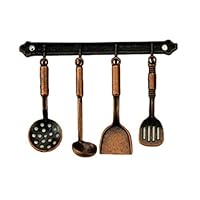 Q-XIAOKEAI 1 Set Mini Kitchen Rack Kitchenware Stand 5 Piece Set Dollhouse Miniature Food Play Scene Model Doll House Accessories
