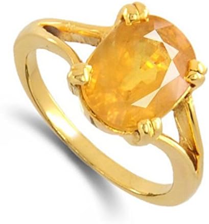 Ankita Gemstones 5.50ct Natural Certified Yellow Sapphire Pukhraj Gemstone Panchdhatu Ring,Pukhraj Birthstone Astrology Ring