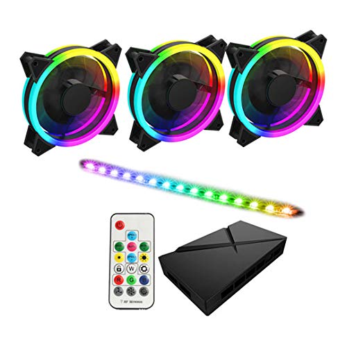 GameMax ARGB 3 In 1 Kit, 3 x GameMax Velocity Fans (For PC Cases, Coolers & Radiators), 1 x GameMax Viper LED Strip With ARGB PWM Hub (Six 3 Pin Or 4 PIN Power Fan Port) and RF Remote Controller