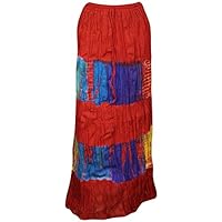 Mogul Interior Womens Maxi Skirt Tie Dye Vintage Flirty Boho Tiered Long Skirts S/M/L