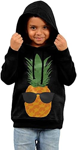 Cool Pineapple With Sunglasses Toddler Unisex Long Sleeve Pullover Hoodies Sweatshirt Black Size For Boys Girls