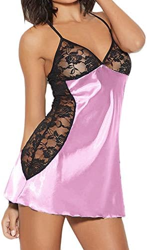 Tyoby Fashion Women Plus Size Babydoll Lace Silks Lingerie G-String Set Underwear Casual Club Party Deep V-Neck Polyester Fashion Design