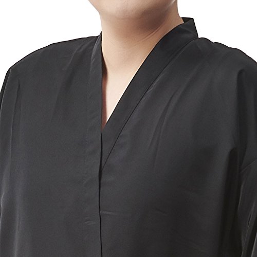 Colorfulife Salon Client Gown Robe Floral Printing Smock Kimono Hairdressing Cape Dress Beauty SPA Hotel Barber Guest Clothes Night-gown Wrap A008 (Black)