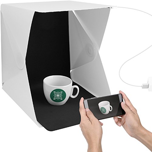 Light Box Photo Box Product Photography Lighting Kit 9.8 inch Portable Foldable Photo Studio Photography Shooting Tent w/ 2 Colors Background,USB Cable