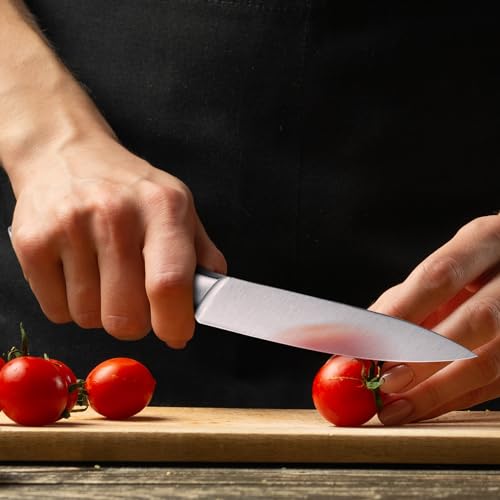hecef Professional Kitchen Knives Set, All Stainless Steel Silver, Chef's Knife, 5 Pieces Kitchen Knife and 5 Pieces Knife Liners