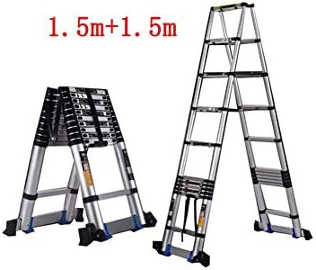 LXYFMS Folding Ladder Home Telescopic Engineering Portable Double-Sided Equilateral Herringbone Thick Aluminum Alloy Step Stool (Size : 1.5m+1.5m)