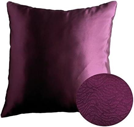 Plum Aubergine Purple 16" x 16" Decorative Textured Satin Cushion Cover Throw Square Pillowcase for Chair Sofa Living Room Accent Pillow