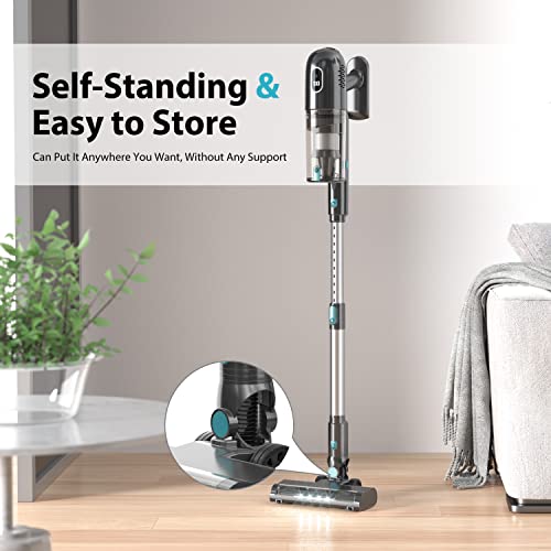 PRETTYCARE Cordless Vacuum Cleaner, 30Kpa Powerful Stick with Brushless Motor, LED Touch Display