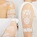 COKOHAPPY 4 Sheets White Lace Wedding Bridal Butterfly Mandala Flower Look Real Flash Temporary Tattoo