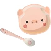 HOMOBABE Pink Fiber Bowl with Spoon Breakfast Cereal Dessert 2pcs/Set | Pink Fiber Finish, 1 Bowl + 1 Spoon, for Salad, Fruits and Other Food, about 5.89X5.46X1.38 in Bowl