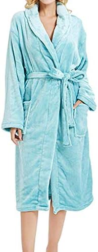 Women's Flannel Bathrobe Thicken Long Bath Robe Ladies Terry Towelling Gown Dressing Gowns Warm Waffle Bathrobes Sleepwear for Autumn Winter Plus Size
