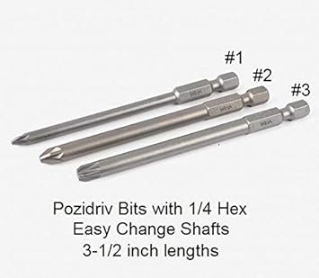 Amazon Com Pozidriv 1 2 3 Power Driver Bit Set 3 1 2 Long 1 4 Inch Hex Quick Change Posidrive 1 2 3 Pz1 Pz2 Pz3 Posidrv Pozidrive Home Improvement