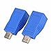 JahyShow 2 Pack HDMI Extender Adapter, HDMI to RJ45 Network HDMI Repeater, Ethernet HDMI Cat5 CAT6 Extender Included Transmitter & Receiver 1080P Converter for HDTV HD TV DVD (Blue)