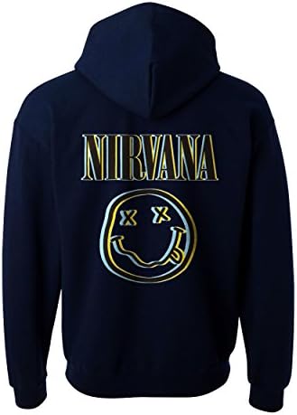X Exchange Nirvana Rock Metal Band Rock 3D Men's Navy Blue Hoodie Sweatshirt (L)