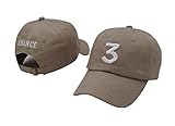 Chance The Rapper 3 Hat Dad Cap Baseball Cap Number 3 Adjustable (Khaki)