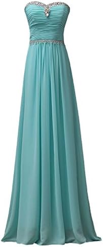 oppicong Women's Plus Size Bridal Gown Handmade Gemstone Strapless Long Dress Aqua4
