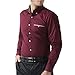 PAUL JONES Men's Slim Fit Long Sleeve Button Down Shirts 5249 Wine Red, X-Large