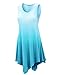 Lock and Love LL WT1053 Womens Round Neck Ombre Sleeveless Tunic Tank Top XL Aqua