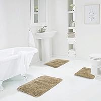 Walensee Shaggy 2 Piece Bath Rug Sets Sand Color 20 X 24 U Shape Contour Rug 20 X 32 Bathroom Rug Machine Wash Dry Bath Mats For Bathroom Plush Absorbent Bathroom Rugs