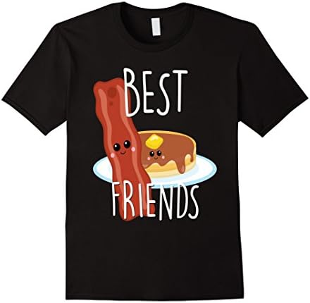 Men's Bestie Shirt Cute Food BFF Best Friend Pancakes Bacon Weird Medium Black