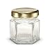 1.5 oz Hexagon Mini Glass Jars with Gold Lids and Labels (Pack of 24)