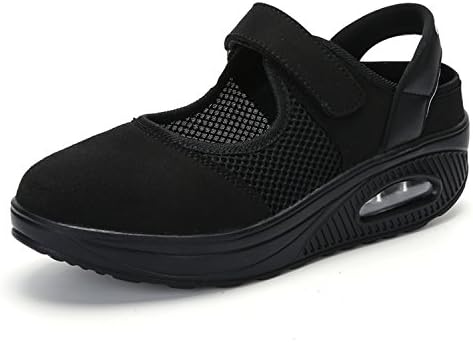 Zomine Women's Casual Non-Slip Shake Nurse Shoes Mesh Velcro Strap Walking Shoes Lightweight Wedges Sandals Loafers Sneakers