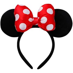 YYCRAFT Satin Polka Dots Ears Headband, Mouse Ears, Mouse Headband Park Outfit Cruise Hair Accessories