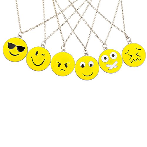 Lux Accessories 6 PC Emoji Emoticon Happy Sad Cool Shy BFF Best Friends Multiple Necklace Set Lux Accessories 6 PC Emoji Emoticon Happy Sad Cool Shy BFF Best Friends Multiple Necklace Set