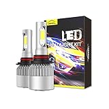9005/HB3/9145/H10 LED Headlight Bulbs,ONEWELL 60W 6000K 6000LM Extremely Bright Xenon White-Advanced COB Chips High Beam/Fog Light Bulbs Conversion Kit,(Pack of 2)