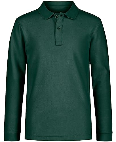 Nautica Boys' School Uniform Long Sleeve Polo Shirt, Hunter, 14-16 Husky