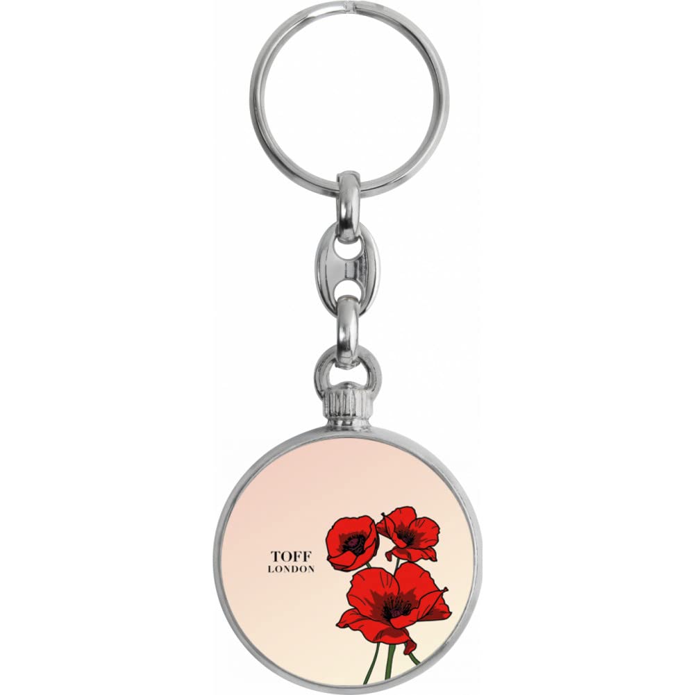 Toff London Red Poppy Flower Keyring