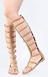 Dollhouse Women's Elastic Caged Gladiator Flat Sandal TAN 7