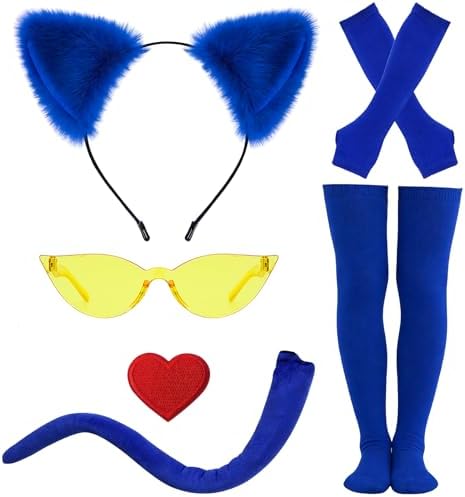 ZwaitL Accesorios De Disfraz De Gato – Guantes, Cola Y Patas De Felpa Para Cosplay, Halloween Y Fiestas Navideñas