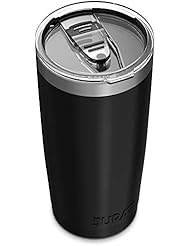 Jura Outdoor Tumbler 20 oz Stainless Steel Vacuum Insulated with Lids and Straw [Travel Mug] Double Wall Water Coffee Cup for Home, Office, Outdoor Works Great for Ice Drinks and Hot Beverage - Black