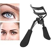 Eye Lash Curler Eyelash Curler, Professional Stainless Steel Eyelash Curler Silicone Ring Pad Eye Lash Curling Tool Fits All Eye Shape Ideal Girls(Black)