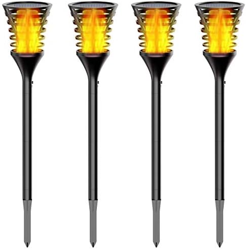 InnoGear Solar Lights Outdoor, Upgraded LED Flame Light 3 Working Modes Flicker Flickering Torch Wall Path Light Waterproof Spotlights Decorative In-Ground Landscape Lighting Auto On/Off, Pack of 4