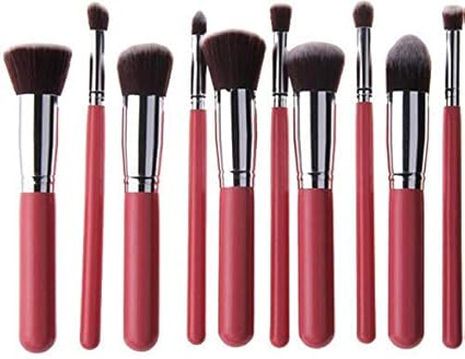 KylieProfessional 10 Pcs Makeup Brush Set Foundation Brush Powder Brush Eyeshadow Brushes Pink silver