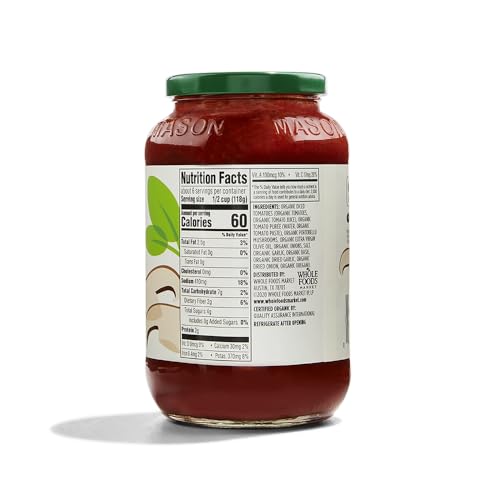 365 BY WHOLE FOODS MARKET, ORGANIC PORTOBELLO MUSHROOM PASTA SAUCE, 25 OUNCE