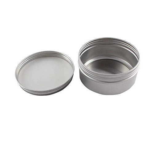 Healthcom 5-Ounce 12 Pack Screw Top Round Steel Tin Cans Aluminum Metal Tin Flat Storage Container for DIY Beauty,Cosmetics,Accessories,Candle Travel Tins or Storage Survival Kit