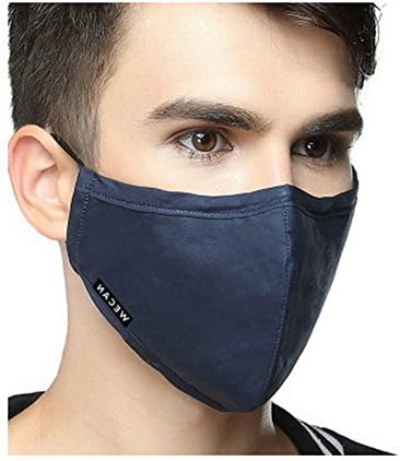 Ayygift 1 Pcs Unisex Solid Color PM2.5 Gauze Mask Activated Carbon Face Mouth Mask (Navy Blue)